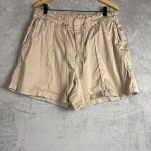 Gap Women XL Tall Bedrock Tan Paperbag Waist Drawstring Cotton Shorts Festival